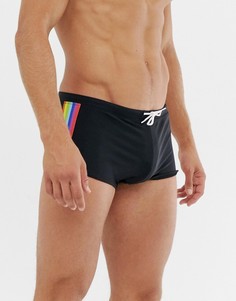 Плавки с разноцветными полосами по бокам ASOS DESIGN - Черный