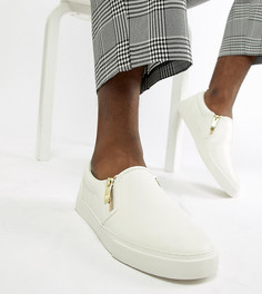 Белые кеды-слипоны для широкой стопы с молниями ASOS DESIGN - Белый