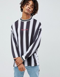 Oversize-лонгслив в вертикальную полоску с принтом ASOS DESIGN - Мульти
