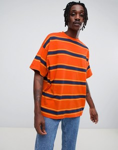 Oversize-футболка с полосками в стиле ретро ASOS DESIGN - Оранжевый