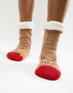 Новогодние носки с блестками и пушистой подкладкой ASOS DESIGN - Коричневый