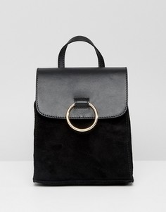 Кожаный рюкзак с кольцом ASOS DESIGN - Черный