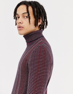 Джемпер в цветную полоску с отворачивающимся воротником ASOS DESIGN - Красный