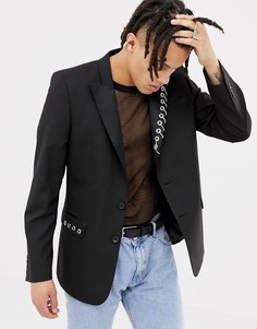 Приталенный блейзер с цепочкой ASOS DESIGN - Черный