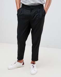 Черные суженные книзу строгие брюки с защипами ASOS DESIGN - Черный
