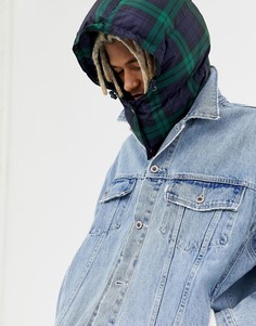 Черно-зеленый худи в клетку ASOS DESIGN - Черный