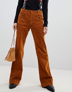 Вельветовые брюки клеш Free People - Оранжевый