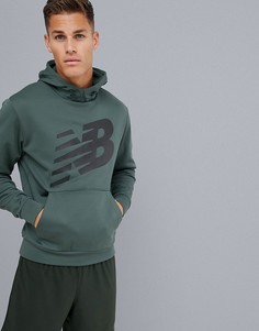 Худи цвета хаки с логотипом New Balance Running - Зеленый