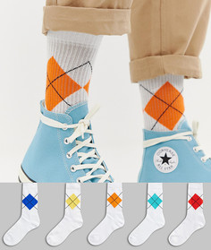 Набор из 5 пар носков в спортивном стиле с узором в ромбик ASOS DESIGN - Белый