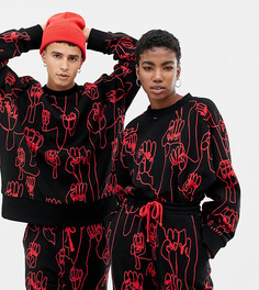 Черный oversize-свитшот с принтом COLLUSION Unisex x Rene Matic - Черный