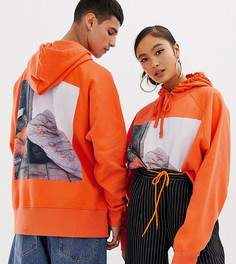 Оversize-худи оранжевого цвета с принтом COLLUSION Unisex x Rene Matic - Оранжевый