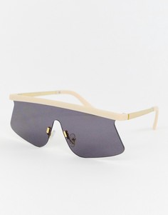 Солнцезащитные очки-маска с плоскими стеклами ASOS DESIGN - Бежевый