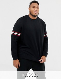 Черный свитшот с полосами Burton Menswear Big & Tall - Черный