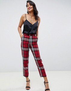 Красные укороченные брюки-сигареты в клетку ASOS DESIGN ultimate - Мульти