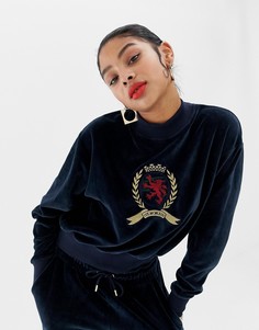 Бархатный свитшот с логотипом Tommy Jeans - Синий