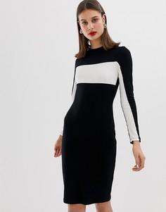 Черное облегающее платье в полоску River Island - Черный