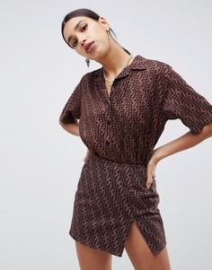 Гавайская рубашка с геометрическим принтом Motel - Коричневый