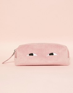 Розовый вельветовый пенал Monki - Розовый