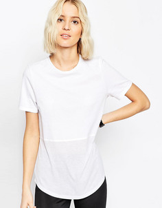 Футболка с контрастной вставкой в рубчик ASOS PETITE - Серый