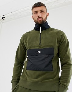 Зеленый свитшот с короткой молнией Nike 929097-395 - Зеленый