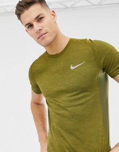 Футболка хаки Nike Running Miler 833591-395 - Зеленый