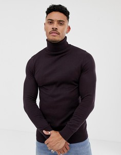 Темно-бордовый трикотажный джемпер с отворачивающимся воротником River Island - Красный