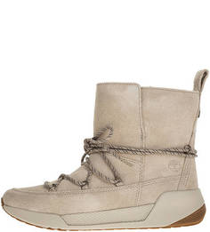 Зимние замшевые полусапоги бежевого цвета Timberland