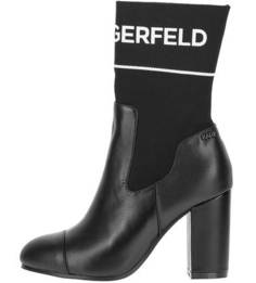 Черные демисезонные полусапоги из кожи и текстиля Karl Lagerfeld