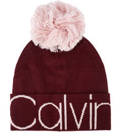 Бордовая шапка с высоким содержанием шерсти Calvin Klein Jeans