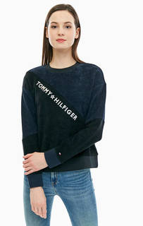 Двухцветный хлопковый свитшот с вышивкой Tommy Hilfiger
