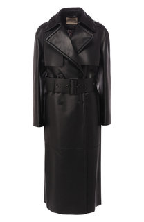 Кожаное пальто с поясом Roberto Cavalli