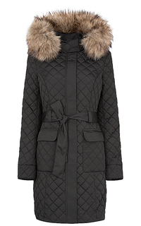 утепленное пальто с отделкой искусственным мехом La Reine Blanche