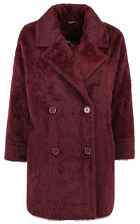 Бордовое фактурное пальто из ангоры La Reine Blanche