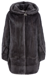 Норковая шуба с капюшоном De la Manie