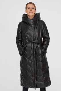 Утепленное кожаное пальто с капюшоном La Reine Blanche
