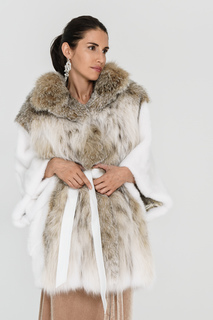 Комбинированная шуба из аукционного меха норки KOPENHAGEN FUR и рыси Emfasi Pelle