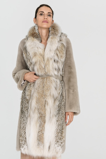 Шуба из аукционного меха норки KOPENHAGEN FUR и рыси Emfasi Pelle