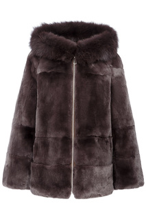 Шуба из меха кролика с отделкой мехом песца Virtuale Fur Collection