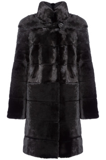 Шуба из мутона с отделкой мехом норки