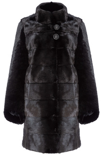 Шуба из мутона с отделкой мехом норки