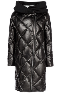 Утепленное полупальто из натуральной кожи La Reine Blanche