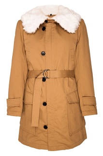Бежевая парка с поясом Claudie Pierlot