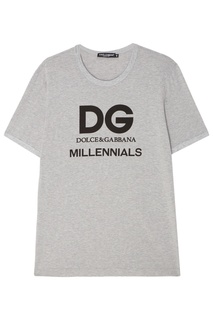 Серая футболка с логотипом Dolce & Gabbana