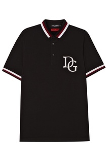 Черное поло с логотипом Dolce & Gabbana