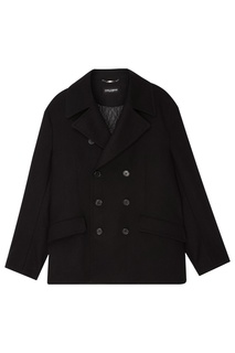 Черное двубортное пальто Dolce & Gabbana