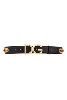 Черный ремень с кристаллами Dolce & Gabbana