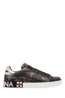 Зеленые кроссовки на шнуровке Dolce & Gabbana
