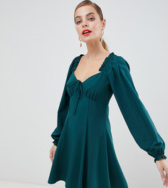 Свободное платье мини с вырезом сердечком ASOS DESIGN Petite - Зеленый