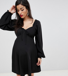 Свободное платье мини в стиле бэби-долл с вырезом сердечком ASOS DESIGN Maternity - Черный