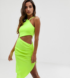 Асимметричное платье миди с вырезами ASOS DESIGN - Желтый